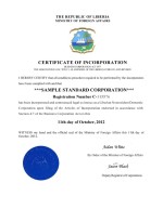 Liberia_Certificate of Incorporation Page: 1