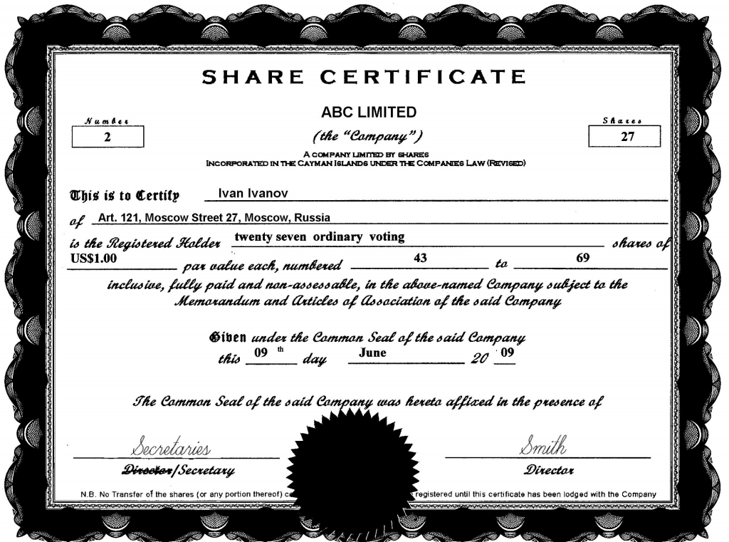 Peer certificate