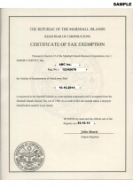 Marshall Islands_Certificate of Tax Exemption Page 1 Shot