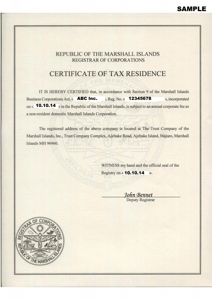 Certificate Of Residency