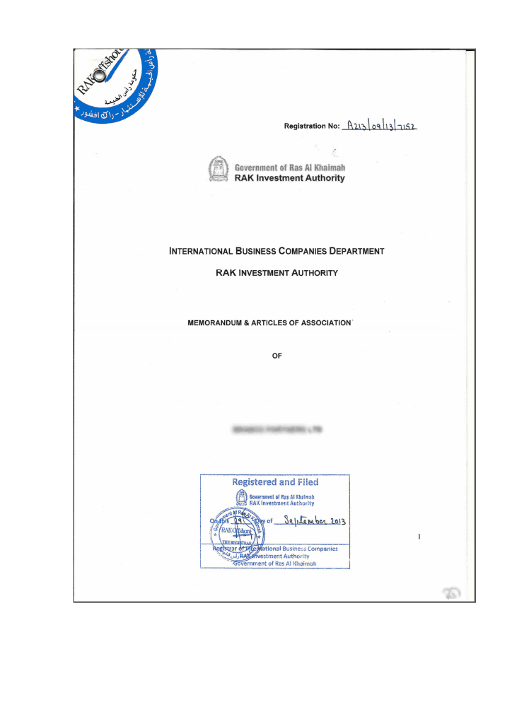 pdf memorandum legal Offshore (Ras Emirates Arab Khaimah) zones United  Al