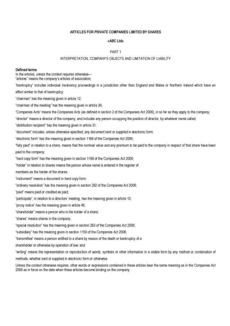 Устав / Articles of Association