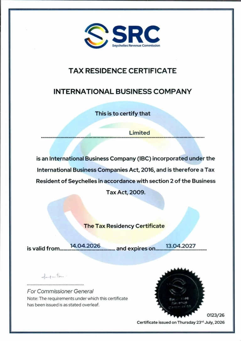Налоговое свидетельство / Tax Residence Certificate