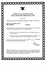 Turks &amp; Caicos_Certificate of Exemption from Future Taxation.pdf Page: 1