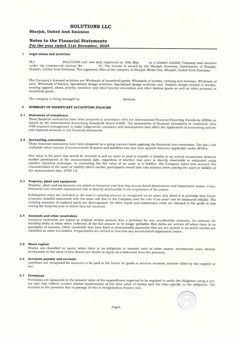 Примечания к финансовой отчетности (Notes to the Financial Statements)